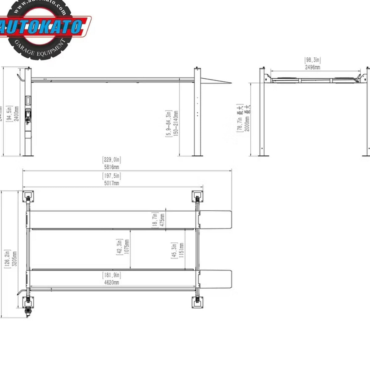 Katool KT-4H110 11,000lbs and KT-RJ50 Rolling Jack This Caster kit (set of 4)