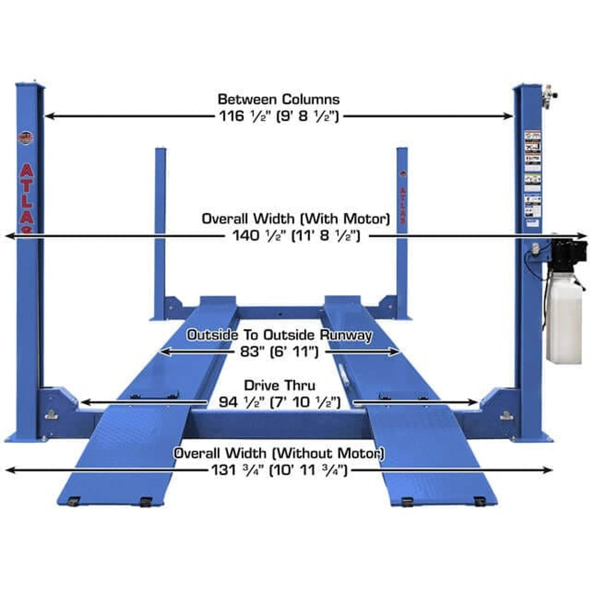 Atlas Platinum PVL14 4 Post Lift + RJ7000 Rolling Jacks ALI Certified Combo