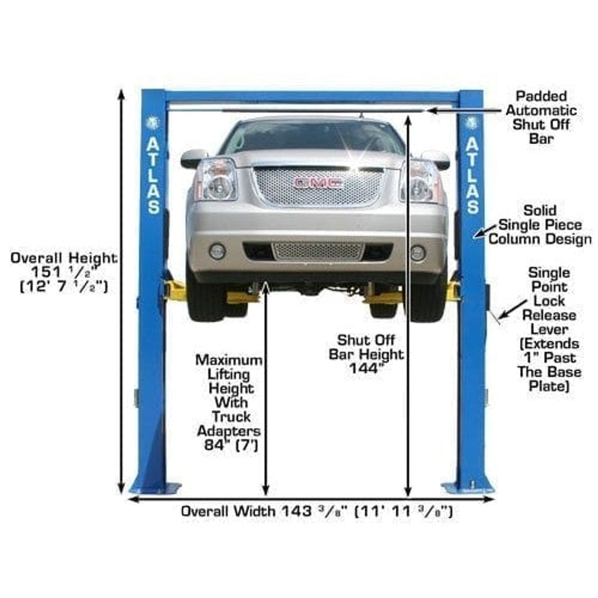 Atlas OHX10000X 10,000 lb Extra Tall 2-Post Lift