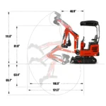 Mini Compact Excavator HONDA GX390 Engine, 65.7″ Max. Digging Depth, 1Ton, 2280 LBS Operating Weight, MEC10 - Image 6