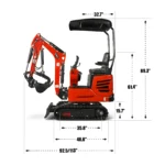 Mini Compact Excavator HONDA GX390 Engine, 65.7″ Max. Digging Depth, 1Ton, 2280 LBS Operating Weight, MEC10 - Image 9
