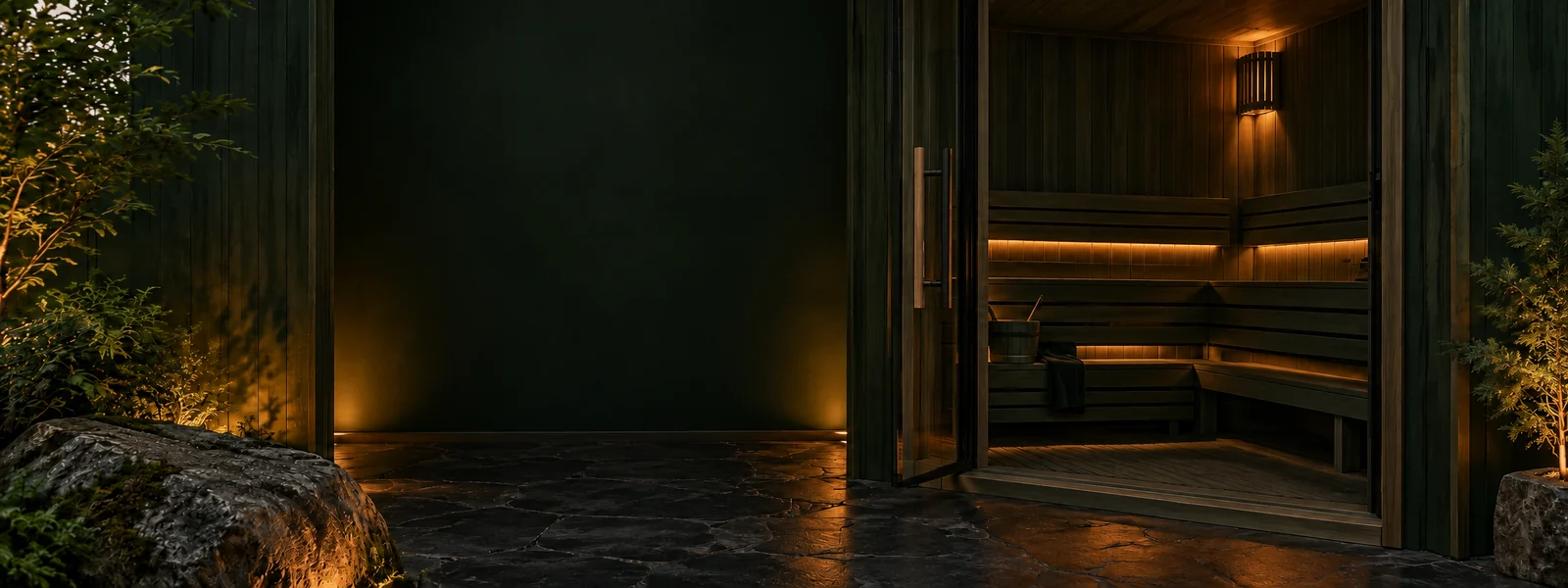 AI-generated editorial illustration for Saunas; not an exact inventory product.