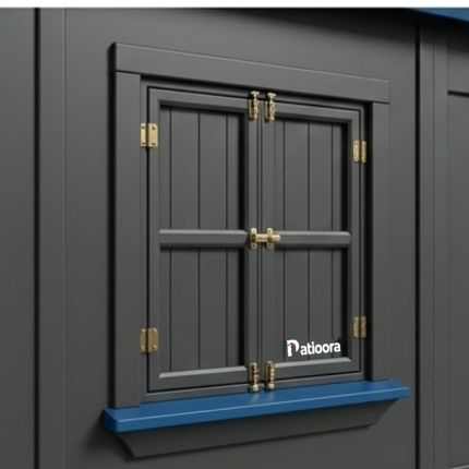 Patioora 15 Ft x 8 Ft Outdoor Storage Shed with Dual Entry, Rough Cut Wood-Look Finish & Built-In Shelving System 109 Sq. Ft.
