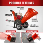 MechMaxx GS650 Wood Chipper Honda GX200 Gasoline Engine Powered 4″ New - Image 9