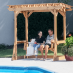 Backyard Discovery Callahan Cedar Wood Outdoor Pergola Swing Bench - Image 4