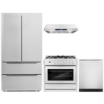 Cosmo 4-Piece, 36″ Gas Range, 36″ Range Hood, 24″ Dishwasher and Refrigerator COS-4PKG-005