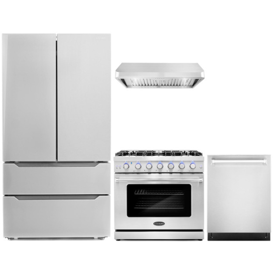 r7-3c6293fbc4c5974f930f14129fde5d7e Cosmo 4-Piece, 36″ Gas Range, 36″ Range Hood, 24″ Dishwasher and Refrigerator COS-4PKG-110 - Image 1