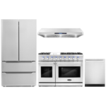 Cosmo 4-Piece, 48″ Gas Range, 48″ Range Hood, 24″ Dishwasher and Refrigerator COS-4PKG-122