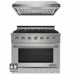 NXR SCD3611 36″ Natural Gas Dual Fuel Range & EH3619 Under Cabinet Hood Bundle, Stainless Steel  SCD3611EHBD
