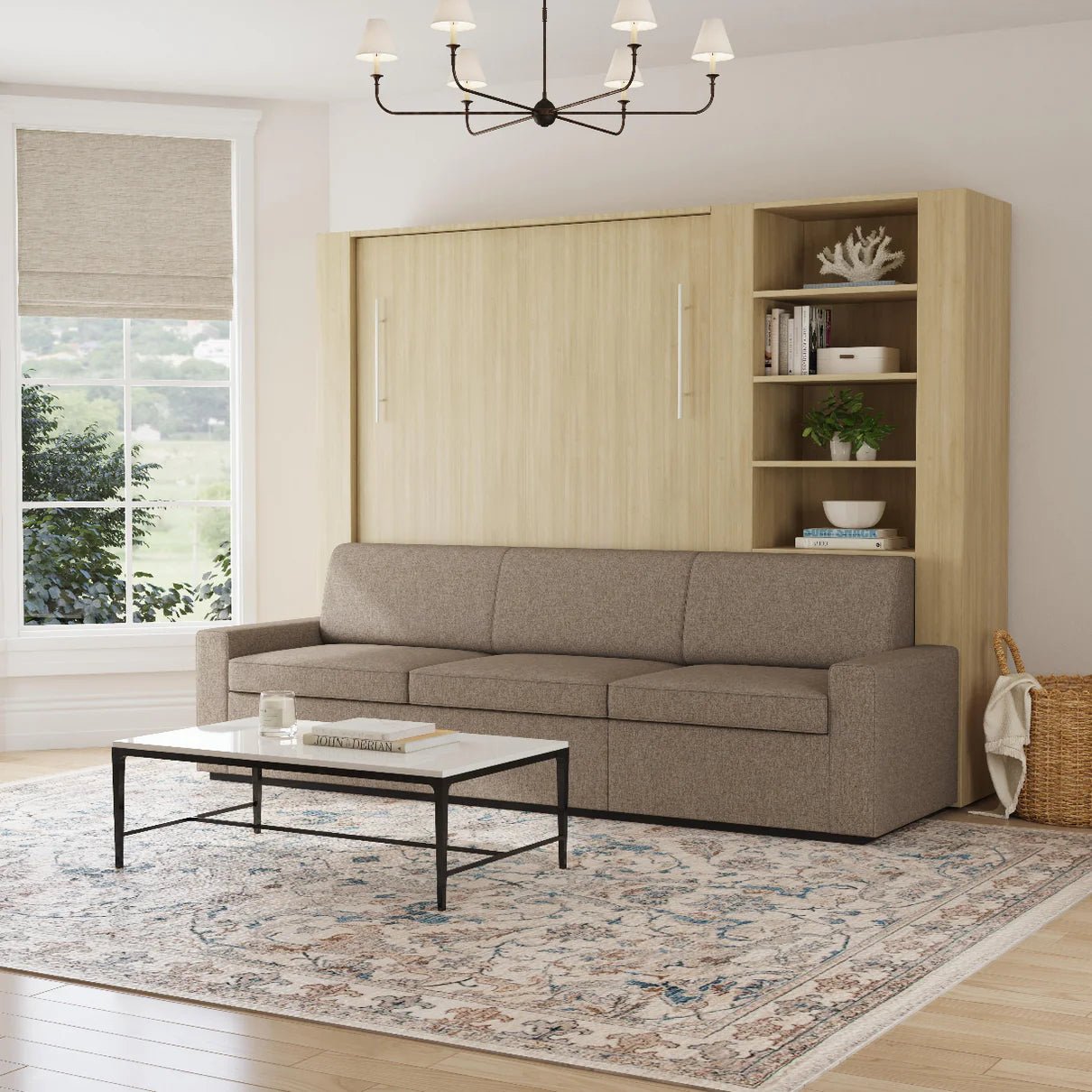 retained-0b58e2394c787af3b7d900c6353c233c3809f552e5d9ccd29b7f0836e79055d7 Queen Size Murphy Bed with Extended Couch | Inovabed - Image 1