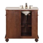 Silkroad Exclusive 36” Crema Marfil Marble Top Single Sink Bathroom Vanity – HYP-0213-CM-UIC-36-L - Image 4