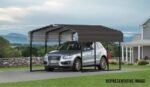 Steel Carport 10 x 24 x 7 ft. Galvanized Black/Charcoal