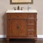 Silkroad Exclusive 36”Crema Marfil Marble Top Single Sink Bathroom Vanity – HYP-0210-CM-UWC-36-L
