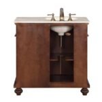 Silkroad Exclusive 36” Crema Marfil Marble Top Single Sink Bathroom Vanity – HYP-0213-CM-UIC-36-L - Image 6
