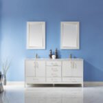 Altair Sutton 72″ Double Bathroom Vanity Set in White and Carrara White Marble Countertop with Mirror  541072-WH-CA