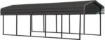 Steel Carport 10 x 24 x 7 ft. Galvanized Black/Charcoal - Image 8