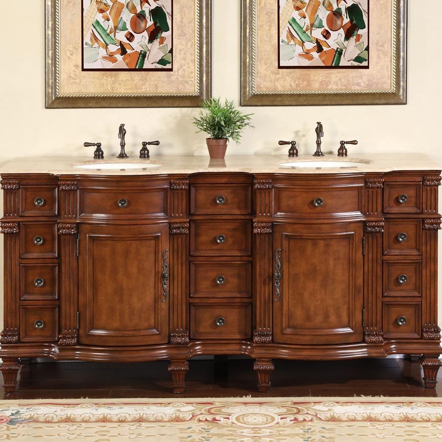 retained-cabe7238d6c88b3c9aef80aa9e941197c3d0c487268f8100a67d5328f07e50e6 Silkroad Exclusive 72″ Double Vanity with Ivory Ceramic Undermount Sinks HYP-0722-T-UIC-72 - Image 1